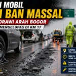 Belasan Mobil Pecah Ban Massal di Tol Jagorawi Arah Bogor Akibat Aspal Mengelupas