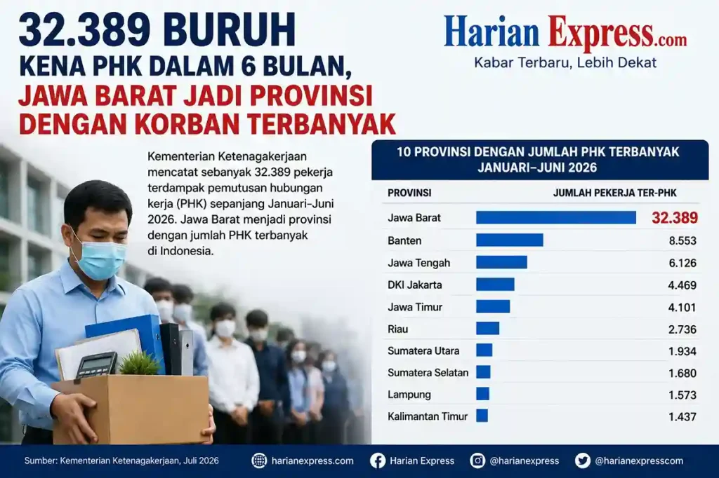 32.389 Buruh Kena PHK Semester I 2026, Jawa Barat Terbanyak