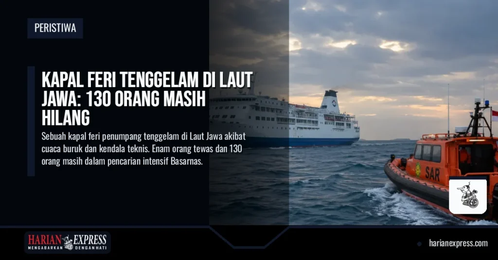 Kapal Feri Tenggelam di Laut Jawa: 130 Orang Masih Hilang