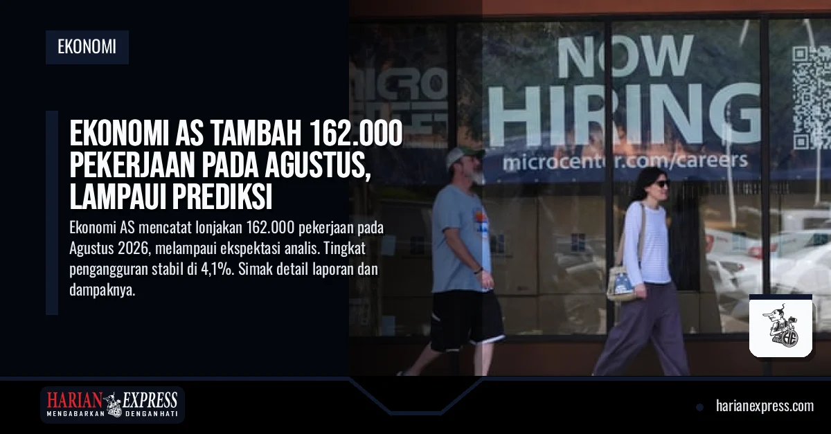 Ekonomi AS Tambah 162.000 Pekerjaan pada Agustus, Lampaui Prediksi