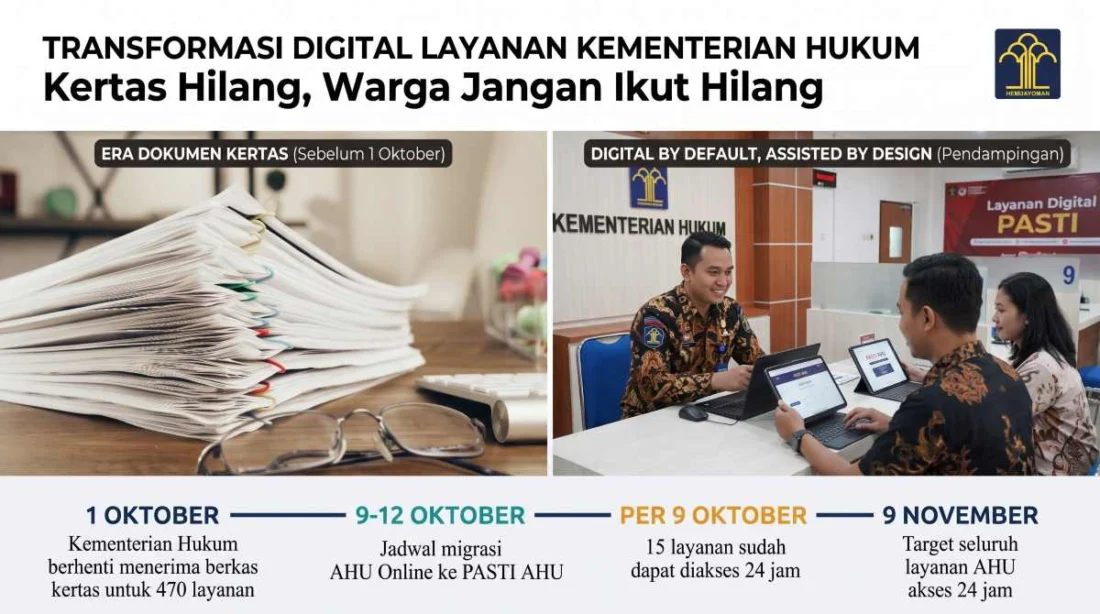Digitalisasi Penuh 470 Layanan Kementerian Hukum: Kertas Hilang, Warga Jangan Ikut Hilang